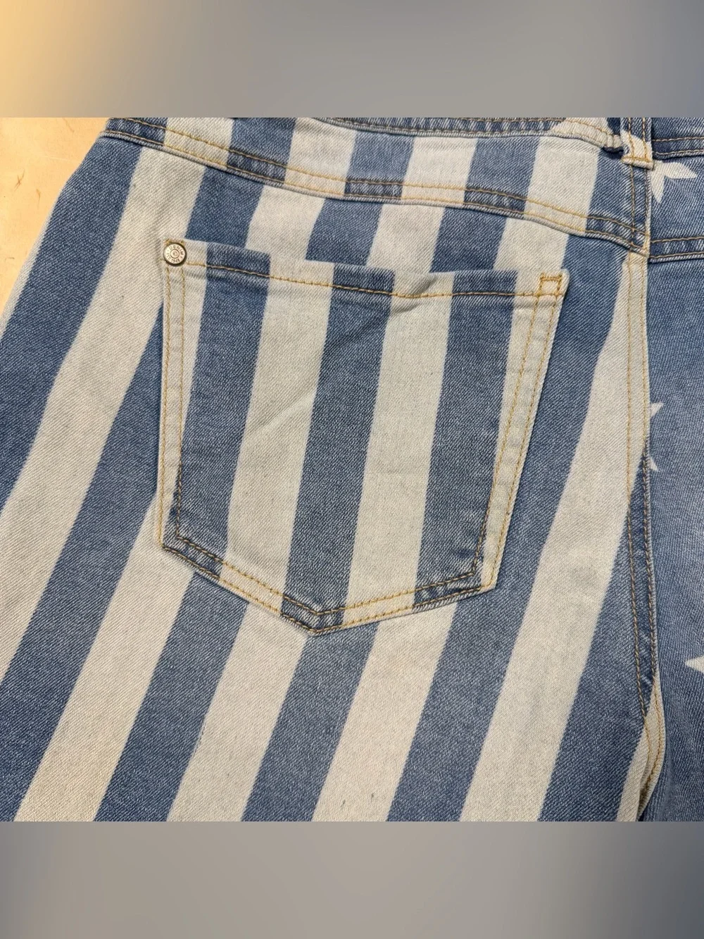 Est 1946 Denim American Flag Shorts Light Blue Denim Size 8